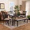 Baxton Studio Minette Sand Upholstered and Brown Finished Wood 6-Piece Dining Set 170-9397-10916-10519 - alternate 5
